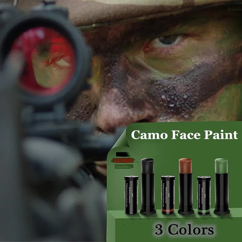 Camo Face Paint - 3-kolorowe fani na świeżym powietrzu Kamuflaż