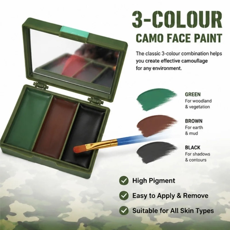 3 Kolory Kamuflaż Farba do Twa – Camo Face Paint recenzja i cena